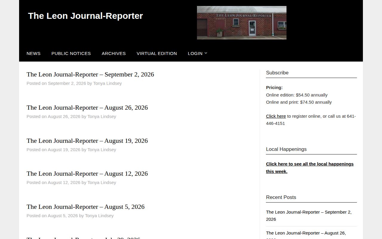 Leon Journal-Reporter source for Decatur County arrest log coverage