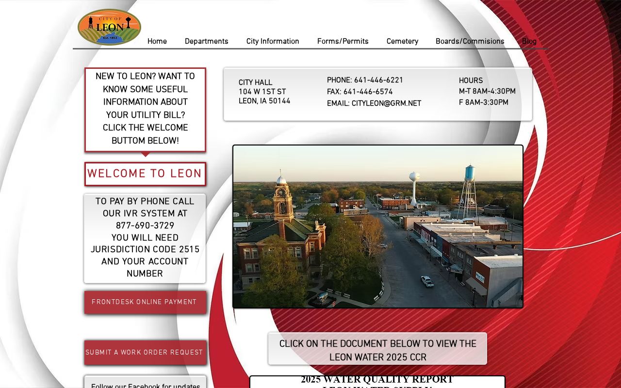 Captured official City of Leon webpage with police department disbandment notice