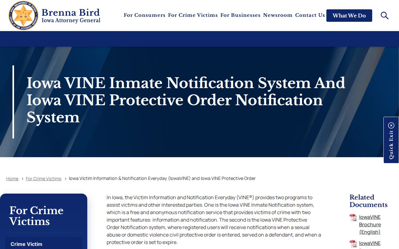 Official IowaVINE information for Decatur County custody checks
