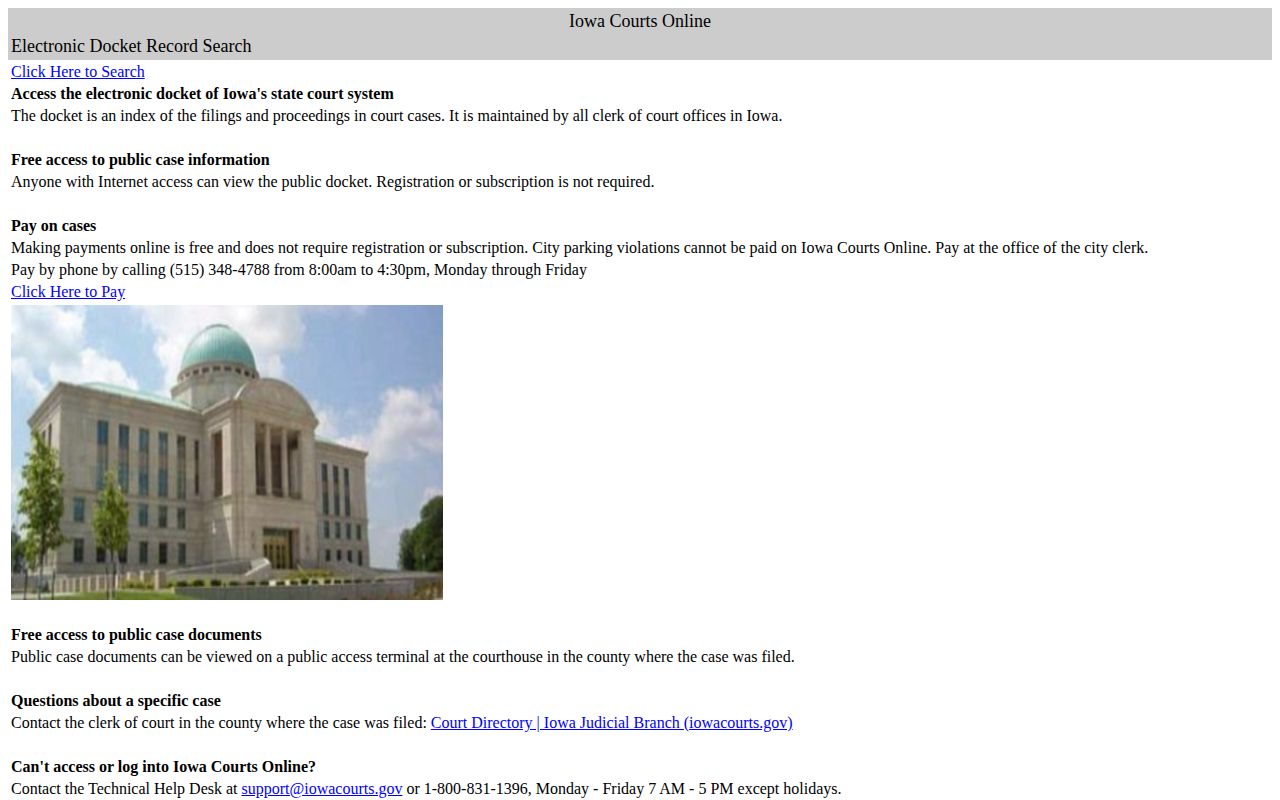 Iowa Courts Online search for Decatur County arrest warrant records