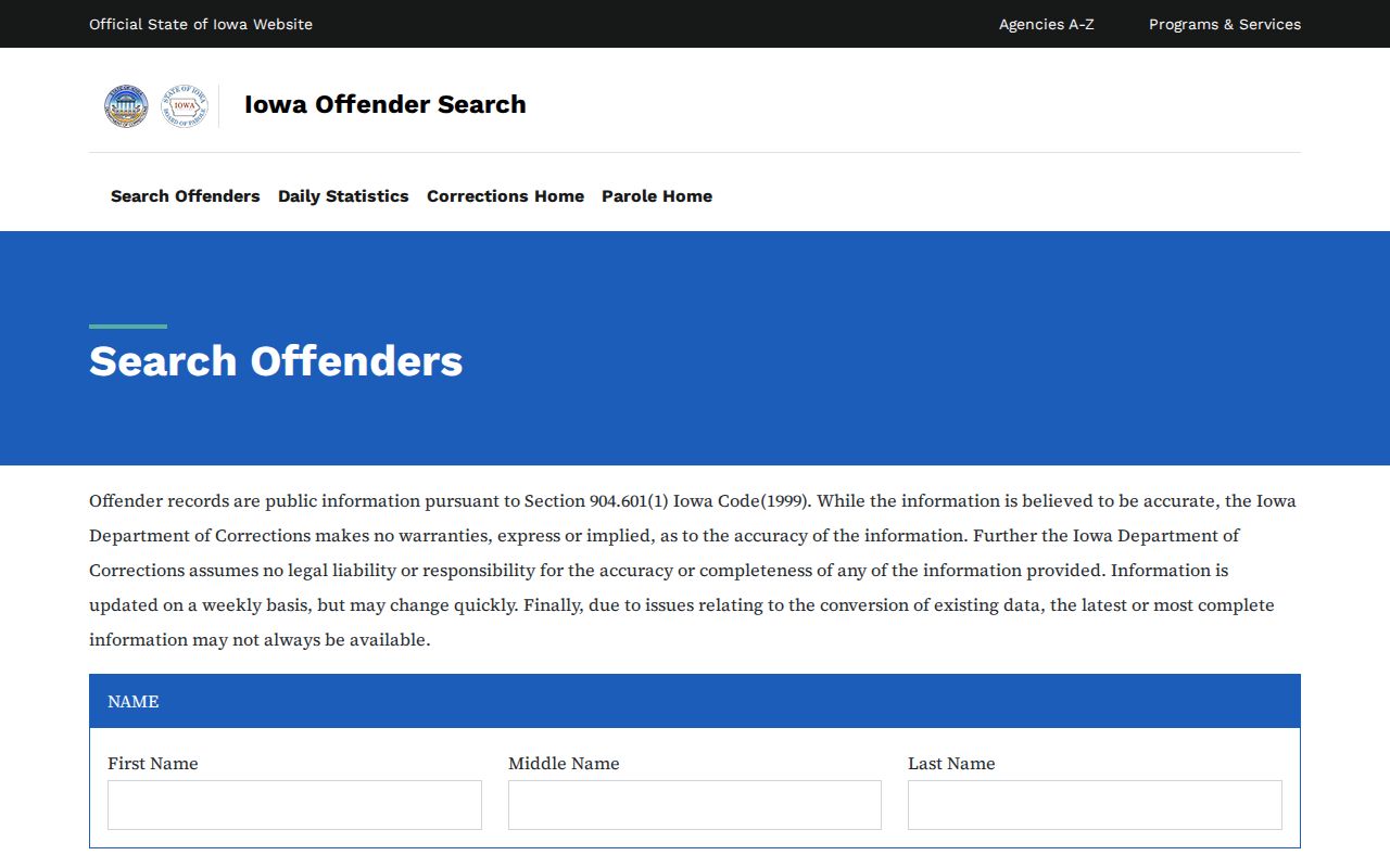 Iowa DOC search for Decatur County arrest and state custody records